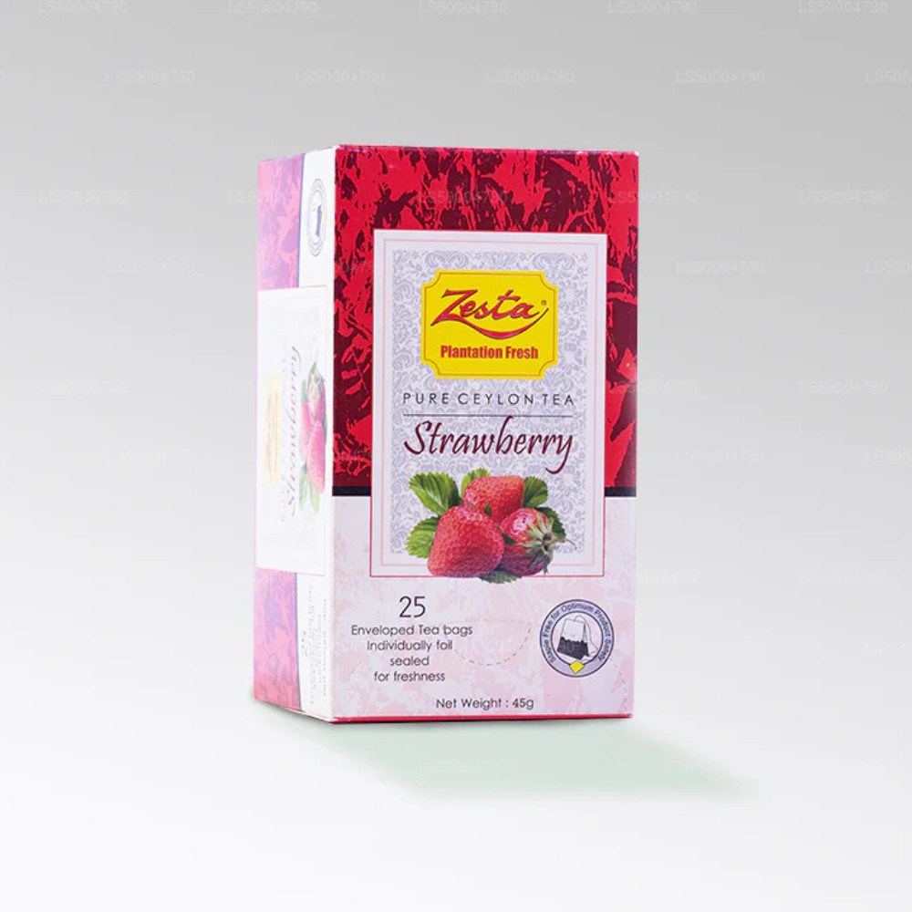 Strawberry Black Tea 25 Bags Flavored Ceylon Zesta Tea Fresh & Premium