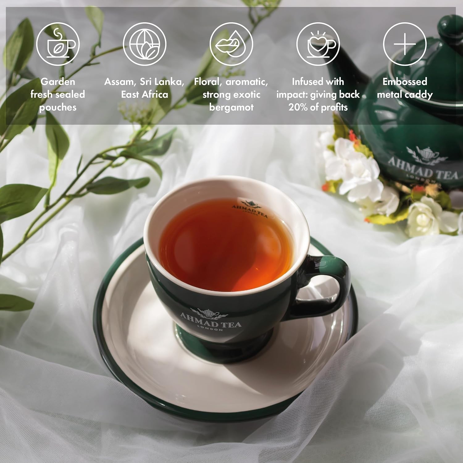 Luxurious English Scene Tea Caddy with 100g Earl Grey – Heart & Immunity Boost