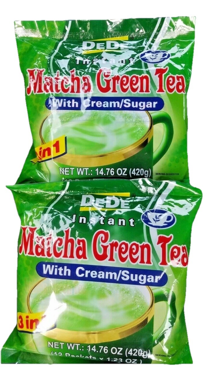2 PACK DEDE 3 IN 1 INSTANT MATCHA GREEN TEA WITH CREAM SUGAR