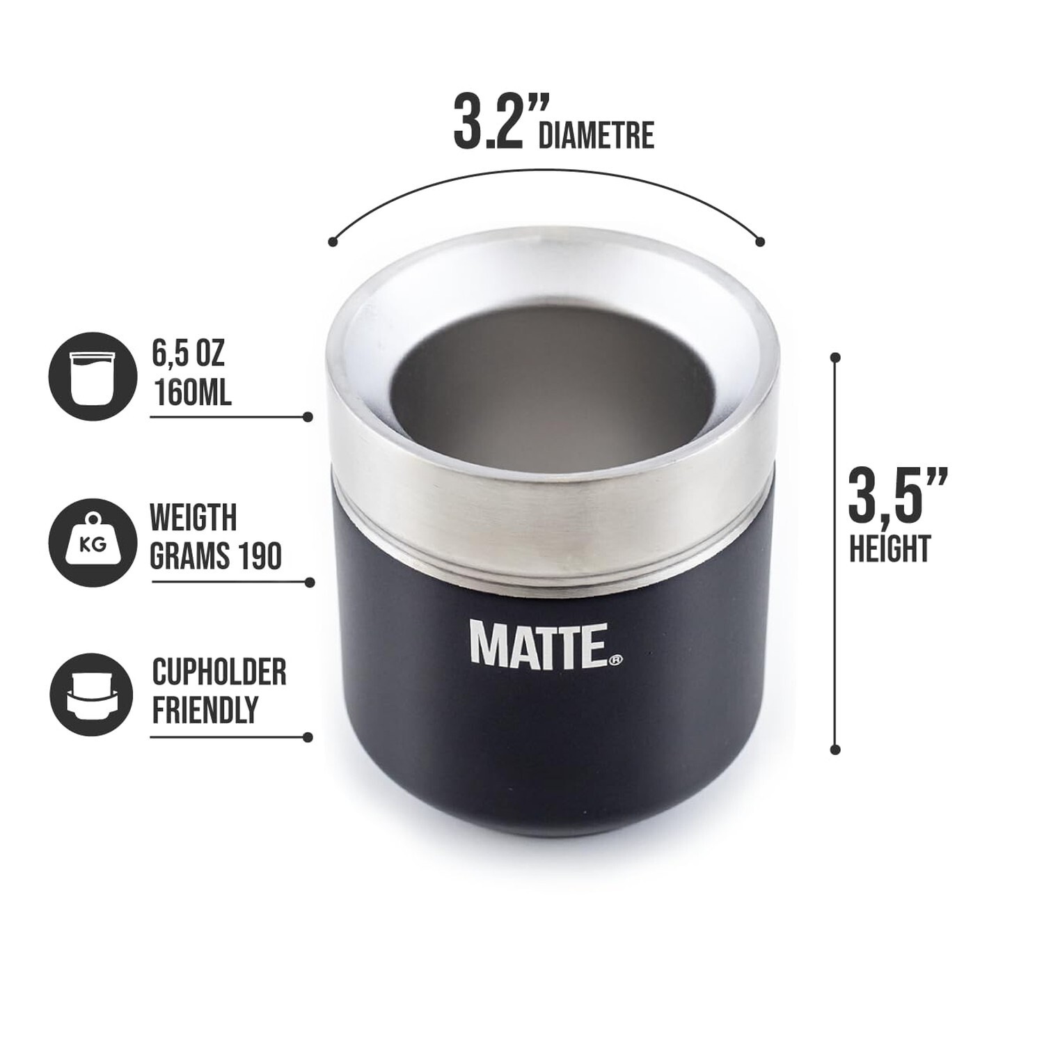 Matte 6.5 oz Yerba Mate Gourd and Bombilla Set – Includes DS Pro Box – BPA Fr…