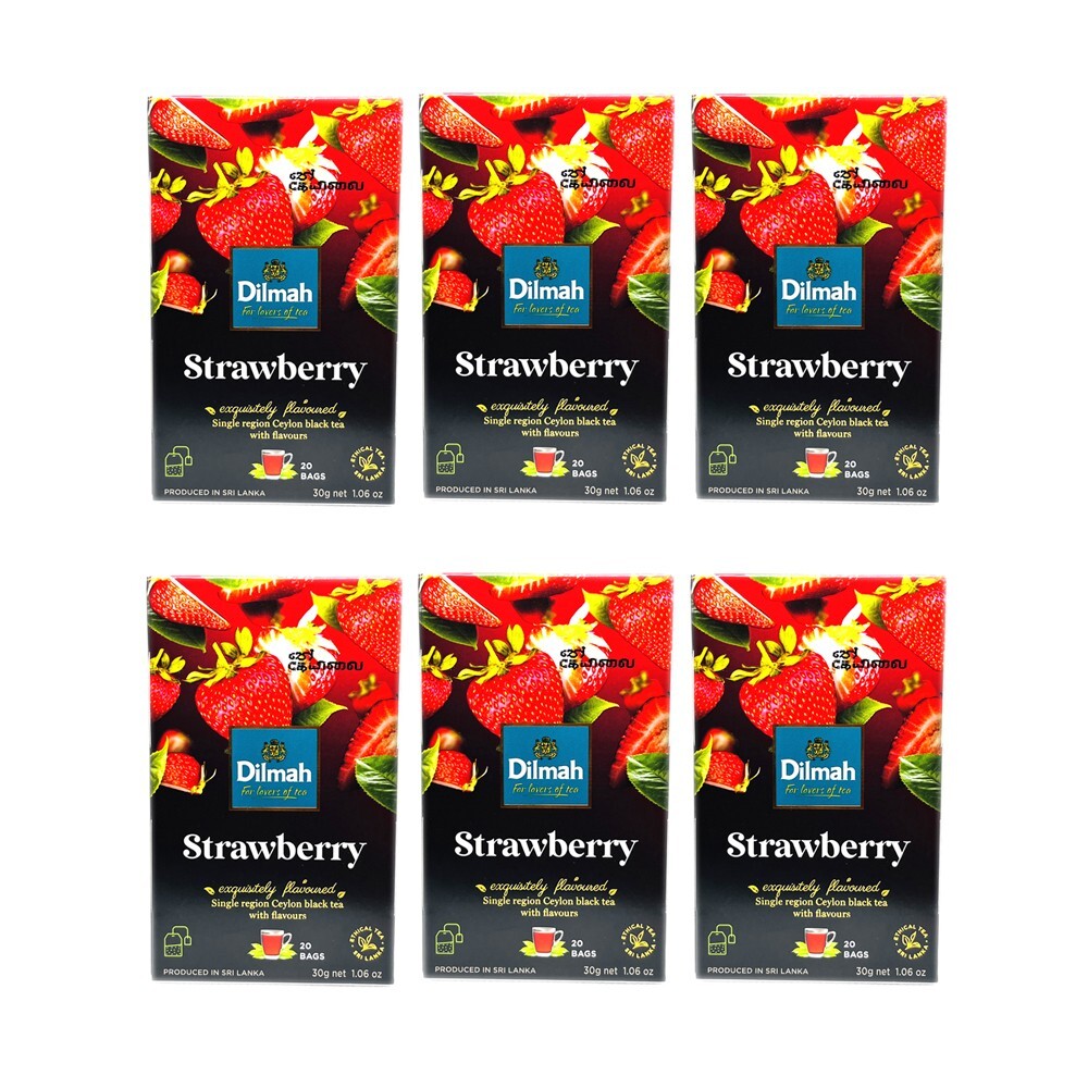 Dilmah Strawberry Flavored Ceylon Black Tea – 20 Tea Bags X 6 Packs