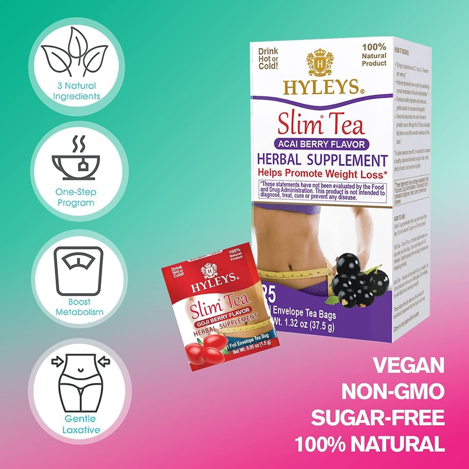 (2-PACK BUNDLE) Hyleys Slim Tea 42 Ct Assorted -Weight Loss Herbal (84 TEA BAGS)