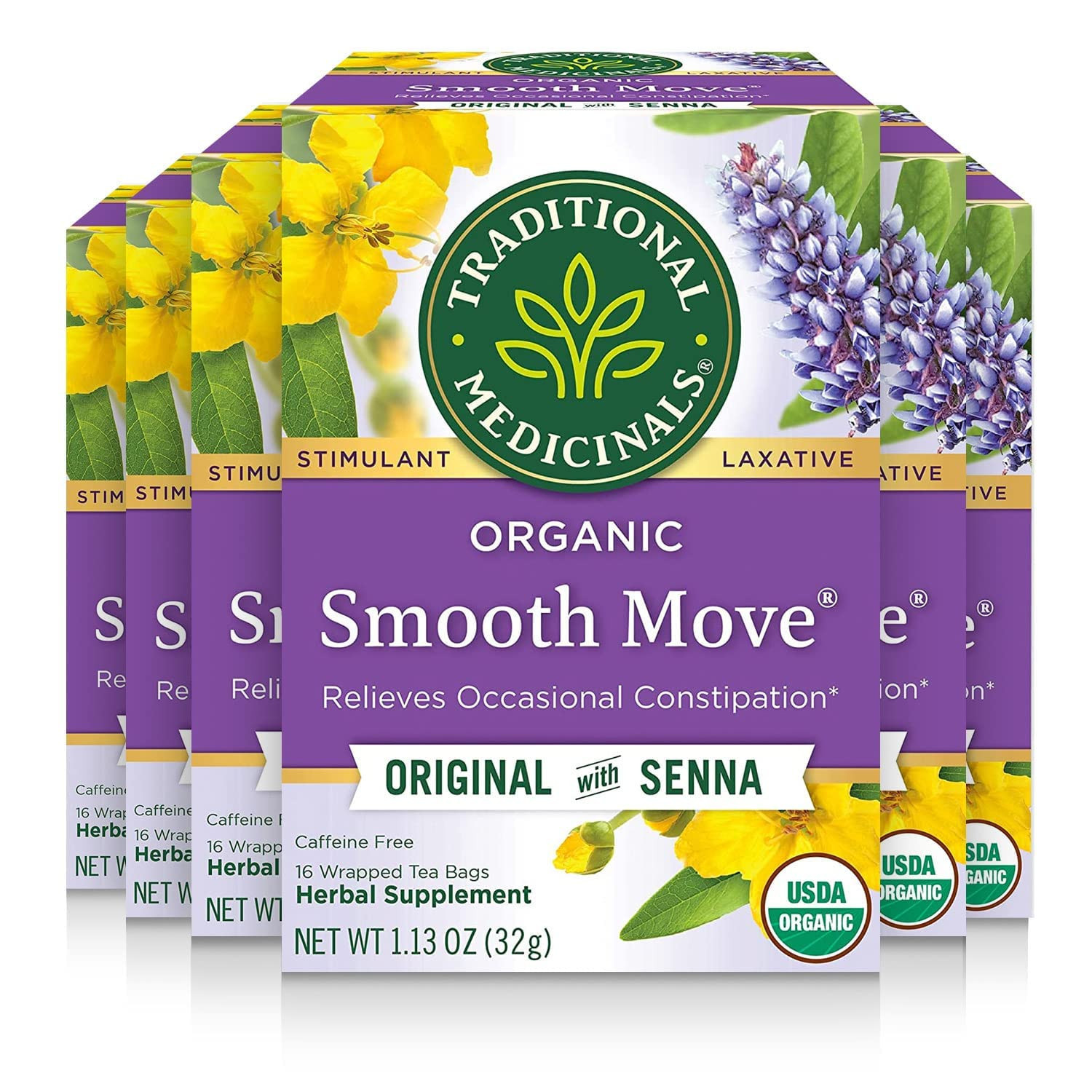 Tea, Organic Smooth Move, Relieves Occasional Constipation, Senna, 96 Tea Bags (