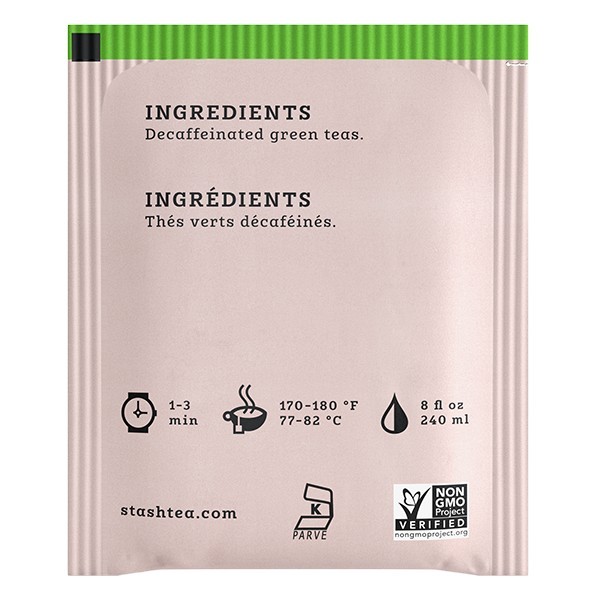 DECAF GREEN TEA 30 Bags (Not 20) Non-GMO Kosher STASH