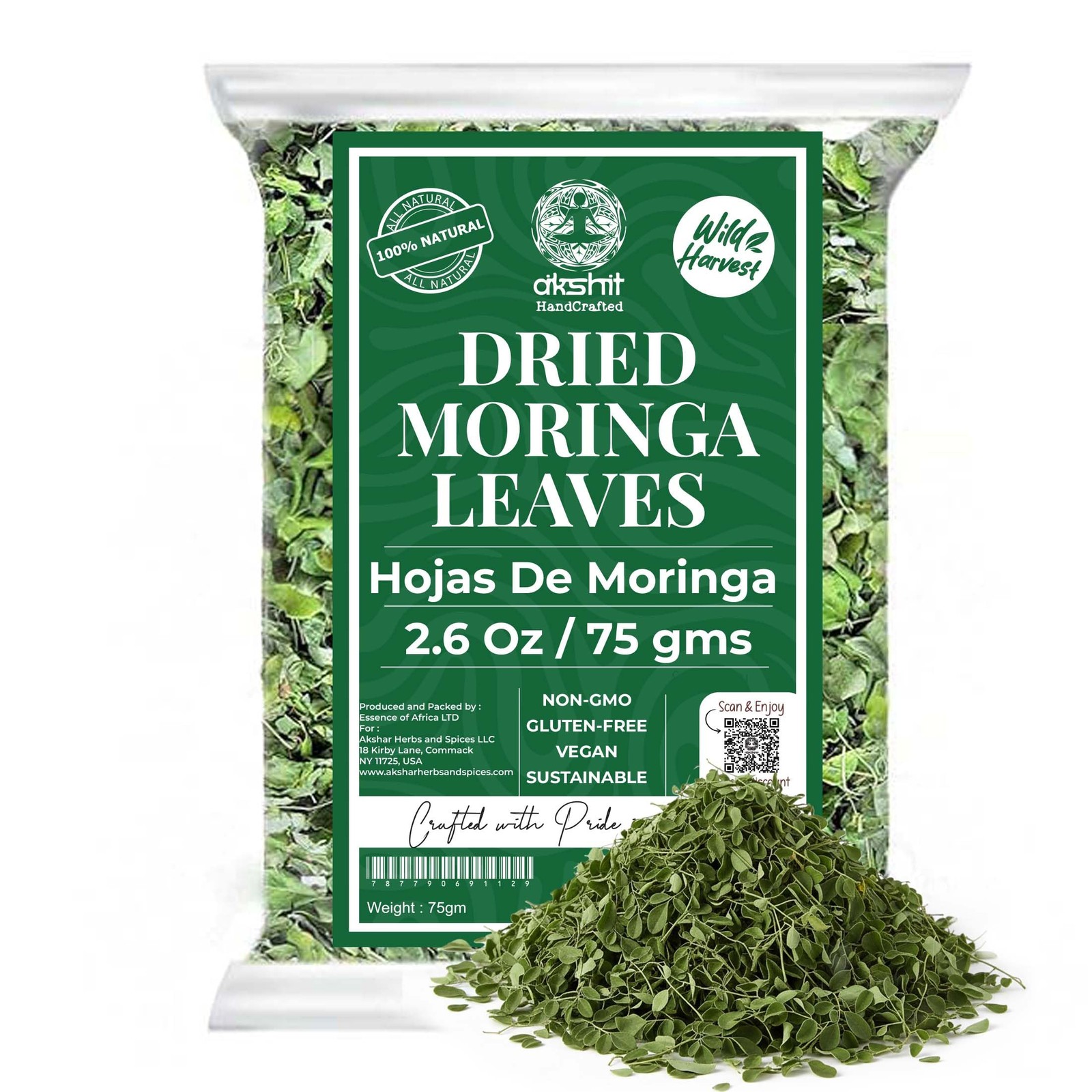 Moringa Leaves-2.6oz, Dried From Fresh Green 2.6 Ounce (Pack of 1)