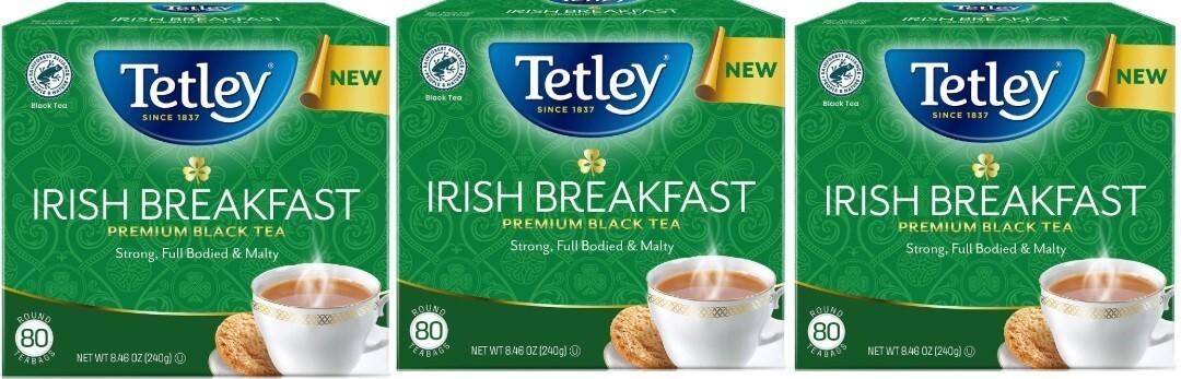 Lot of 4 Tetley Irish Breakfast Premium Black Tea, 80 Bags Each