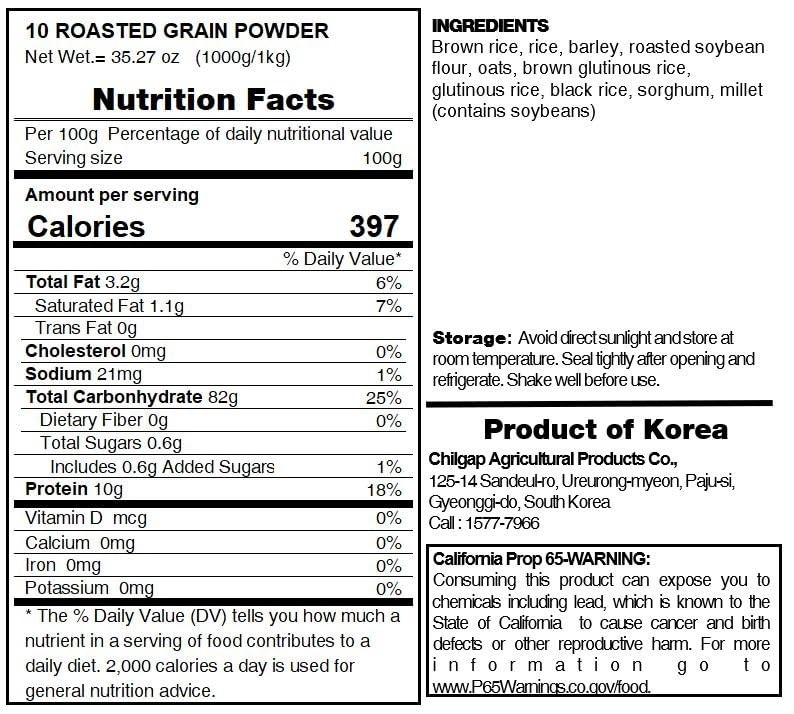 Mixed Roasted Misugaru 10-Grain Powder, 2.2 lb Korean Multi-Grain Meal Replaceme