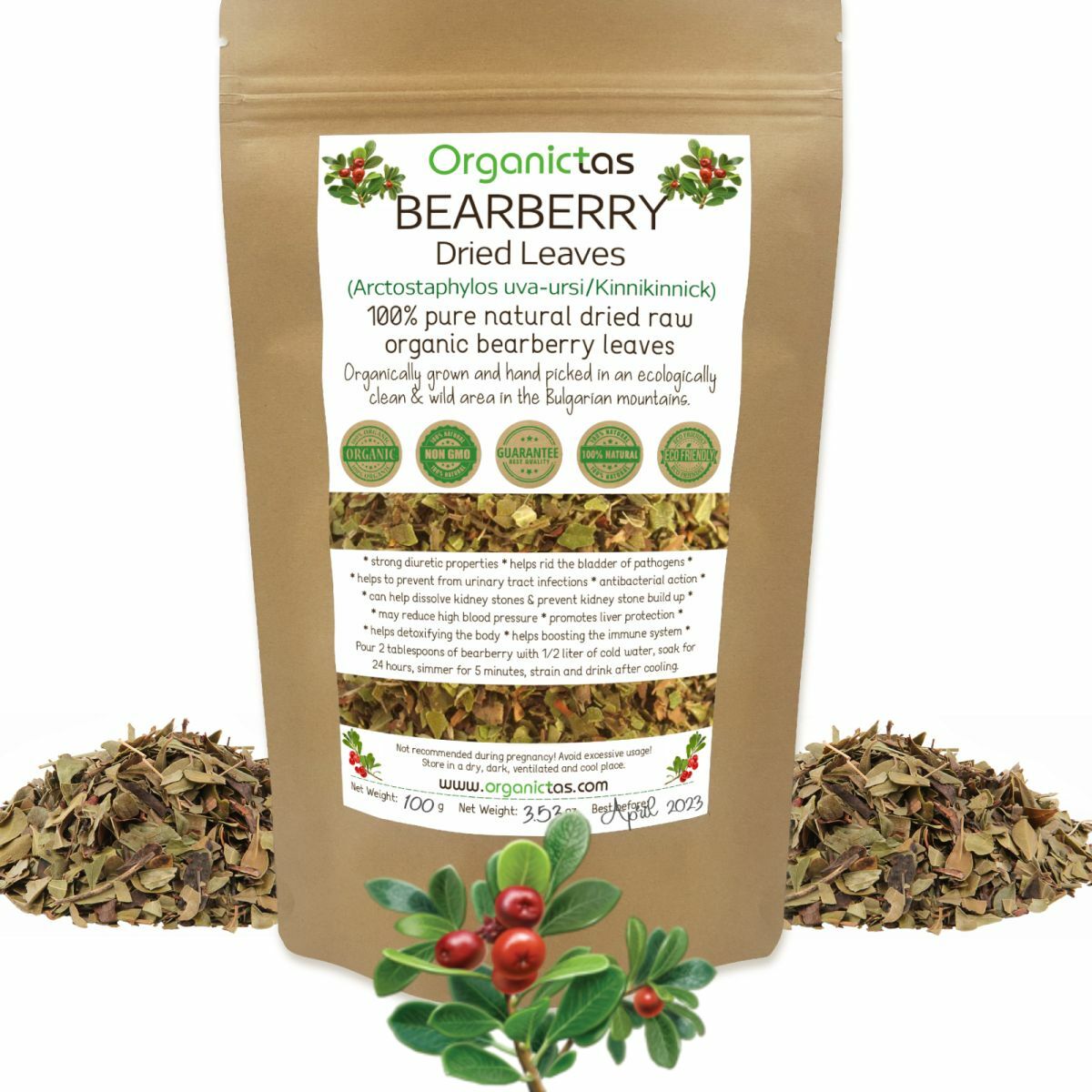 Organic BEARBERRY Tea Loose Leaf for UTI & Urinary Tract Health Premium Quality