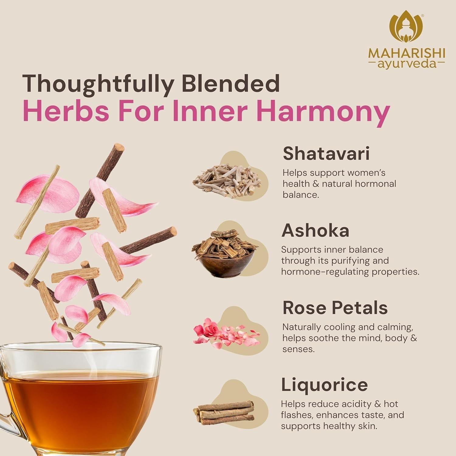 Maharishi Ayurveda Active Women Herbal Tea with Shatavari, Ashoka 20 Tea Bags
