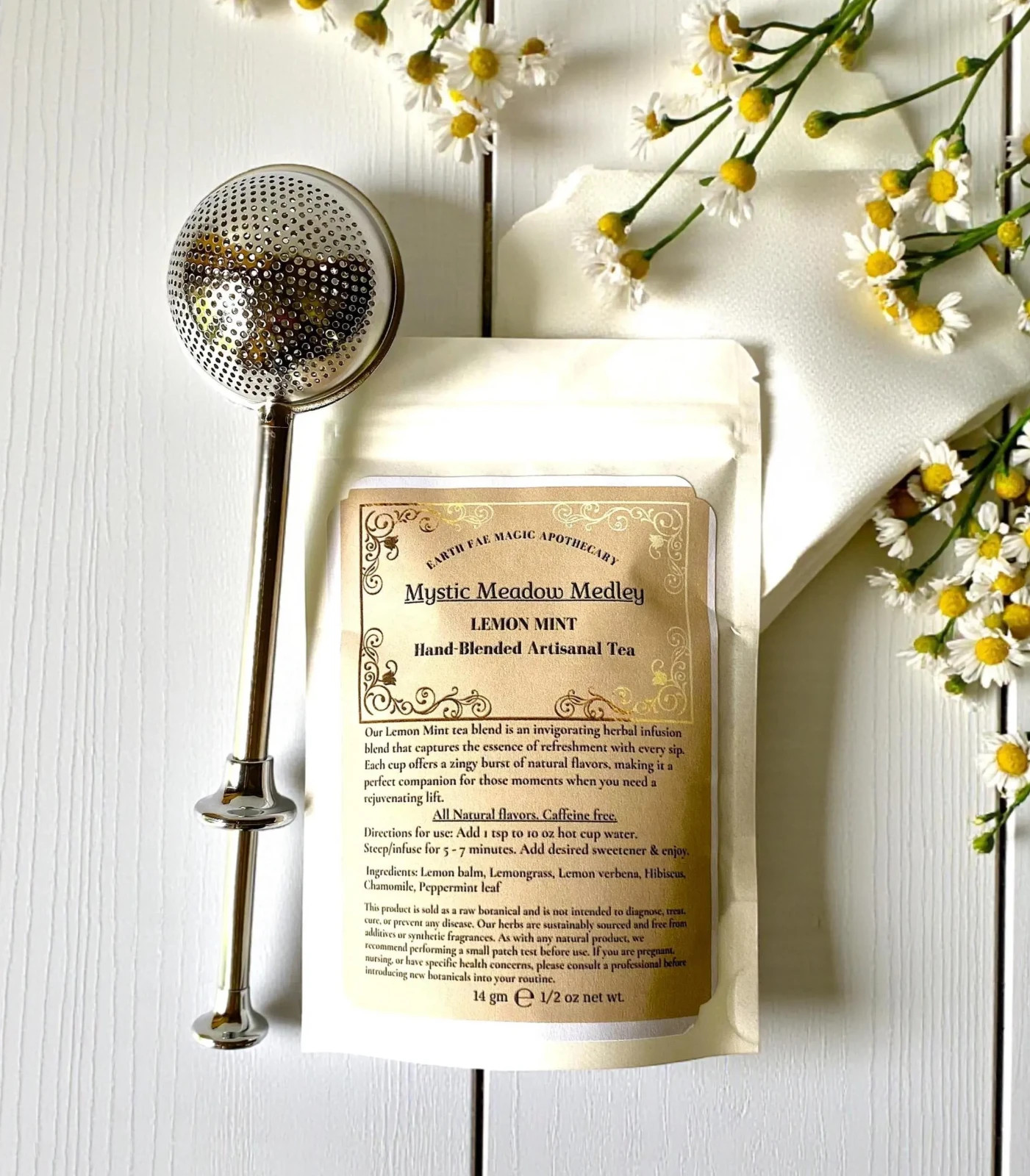 Lemon Mint Tea Organic Herbal Loose Leaf Blend Fresh Made Sampler