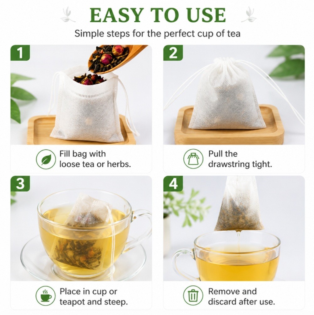 100 Pcs 8x10cm Non-woven Disposable Tea Bags – Empty Herb Loose Tea Filter Bags