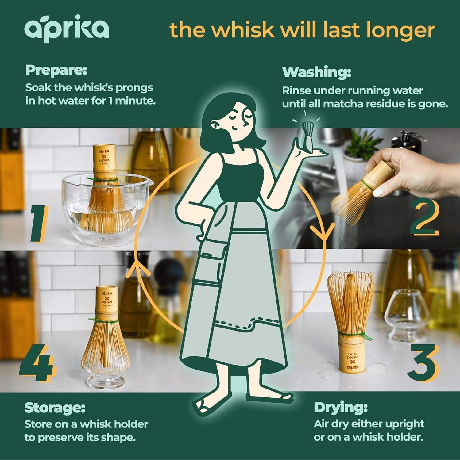 Aprika Life Matcha Bamboo Whisk Set with Holder | 100 Prong Chasen, Bamboo Sc…
