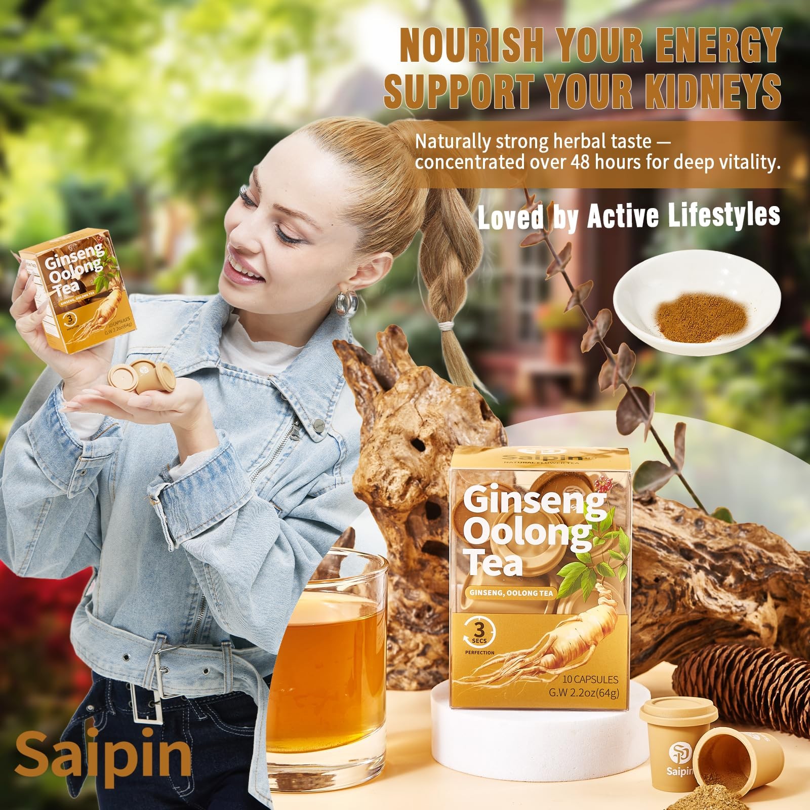 Organic Ginseng Tea – 10 Instant Oolong Tea for Natural Energy and Stress Rel…