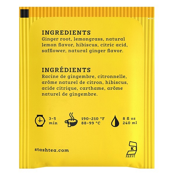2 PACK LEMON GINGER TEA 30 Bags Non-GMO Kosher STASH Caffeine Free