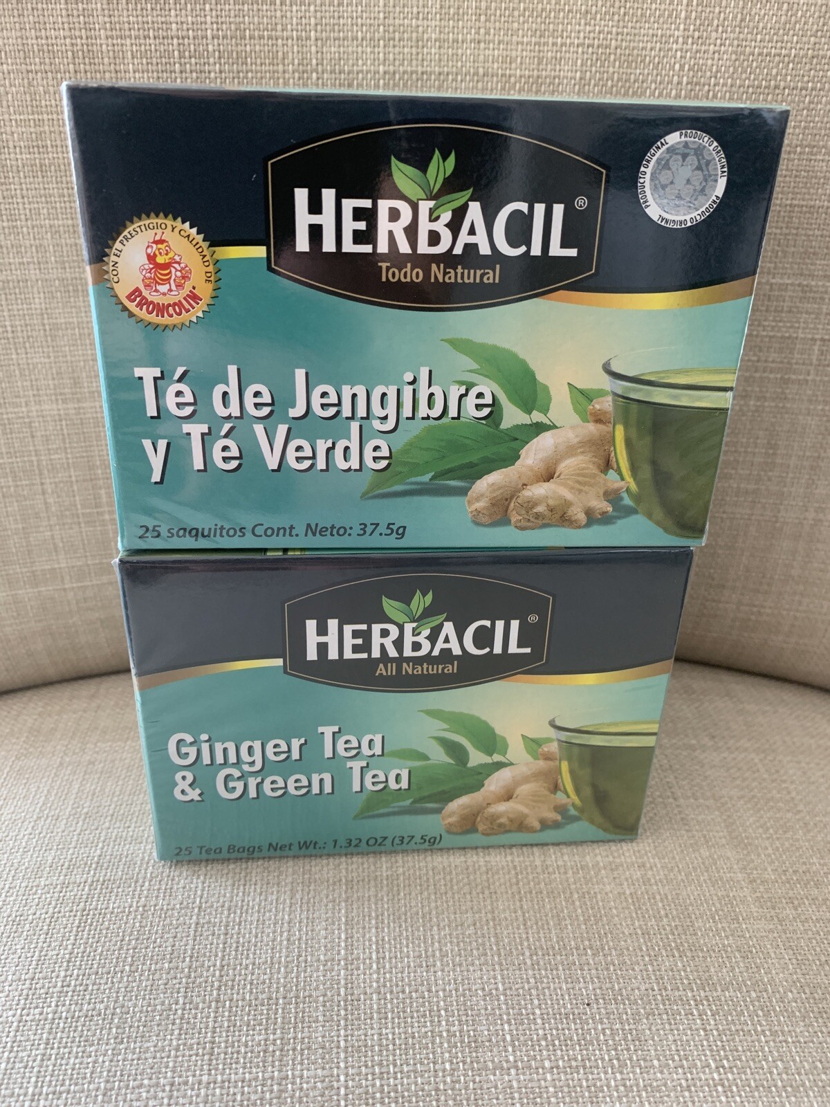 Te de Jengibre Y Te Verde 50 Tea Bags Ginger Tea Green Tea Natural 2 Pack