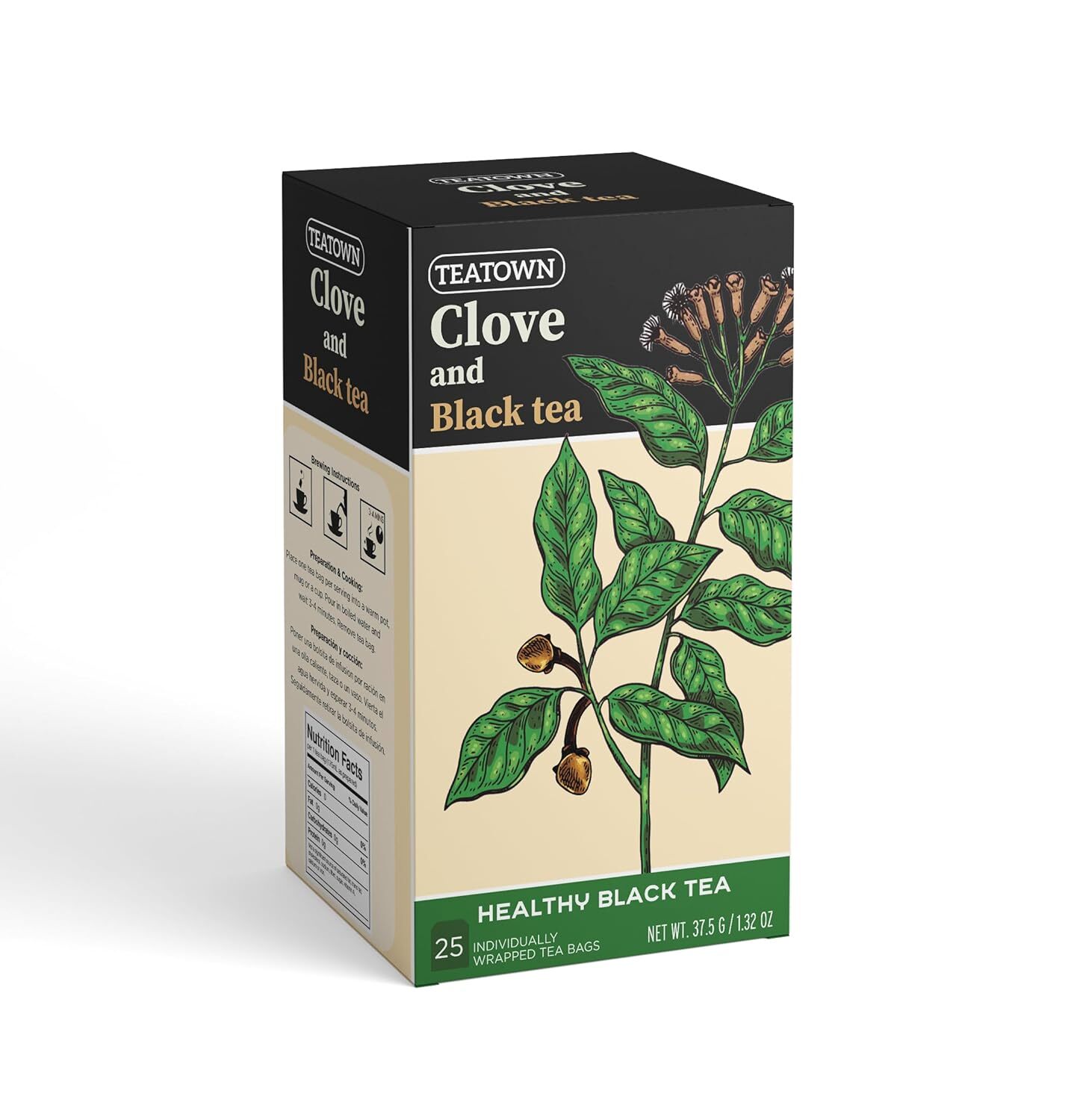 Premium Single Origin Clove Black Ceylon Tea Bags 25 Count Individually Wrapped