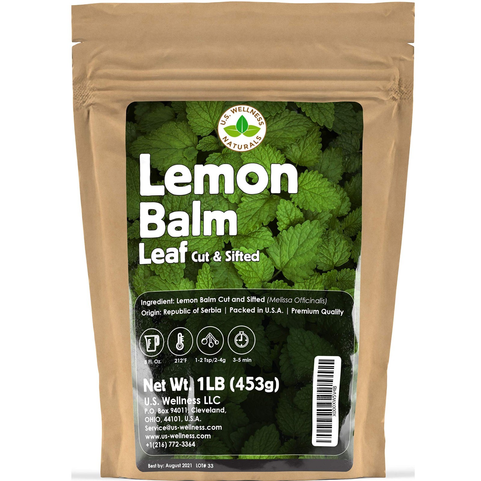 Lemon Balm (Herbal Tea): (Melissa Officinalis Caffeine 1 Pound (Pack of 1)