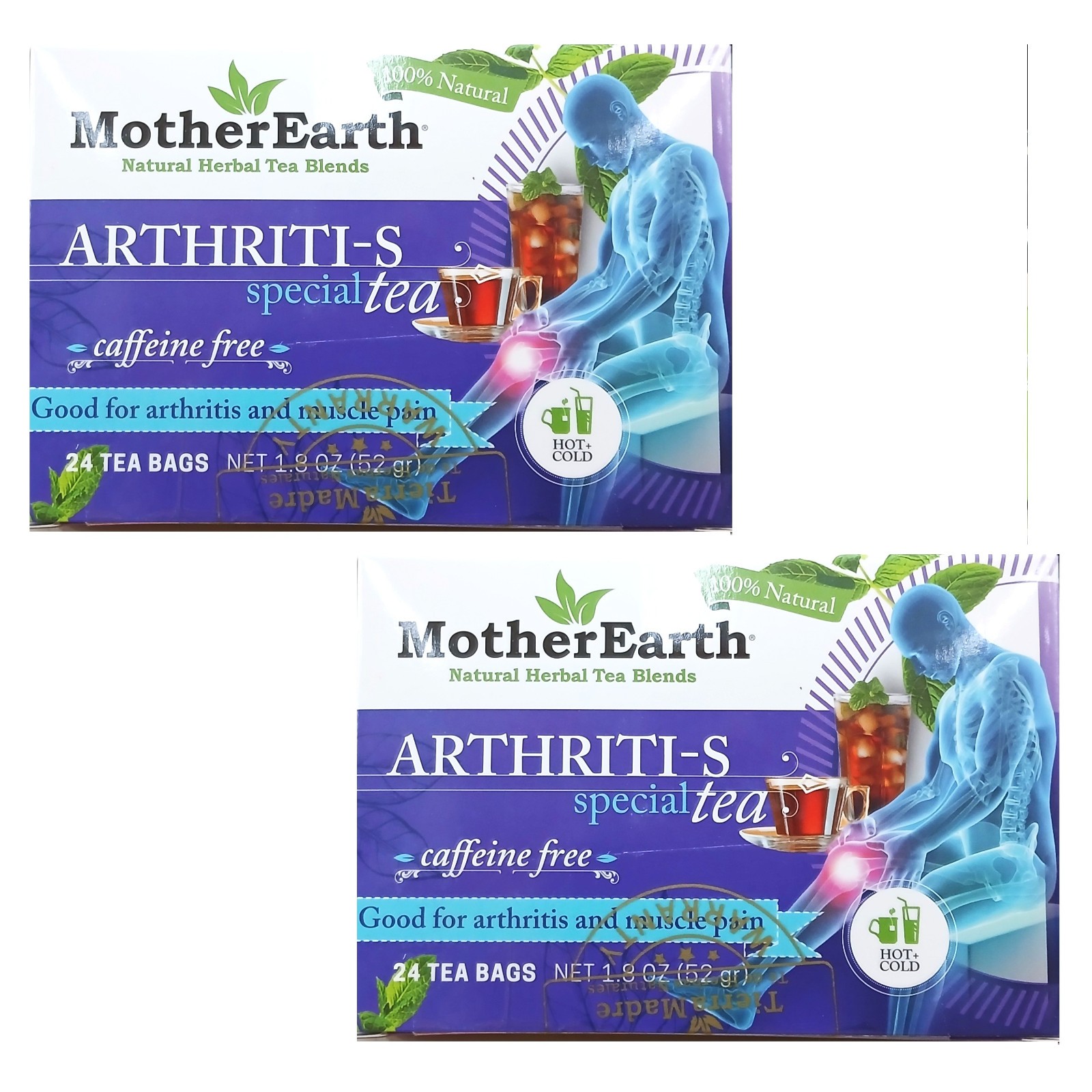 Mother Earth Arthritis & Muscle Pain Tea Caffeine Free Herbal Tea Blend 48 Bags