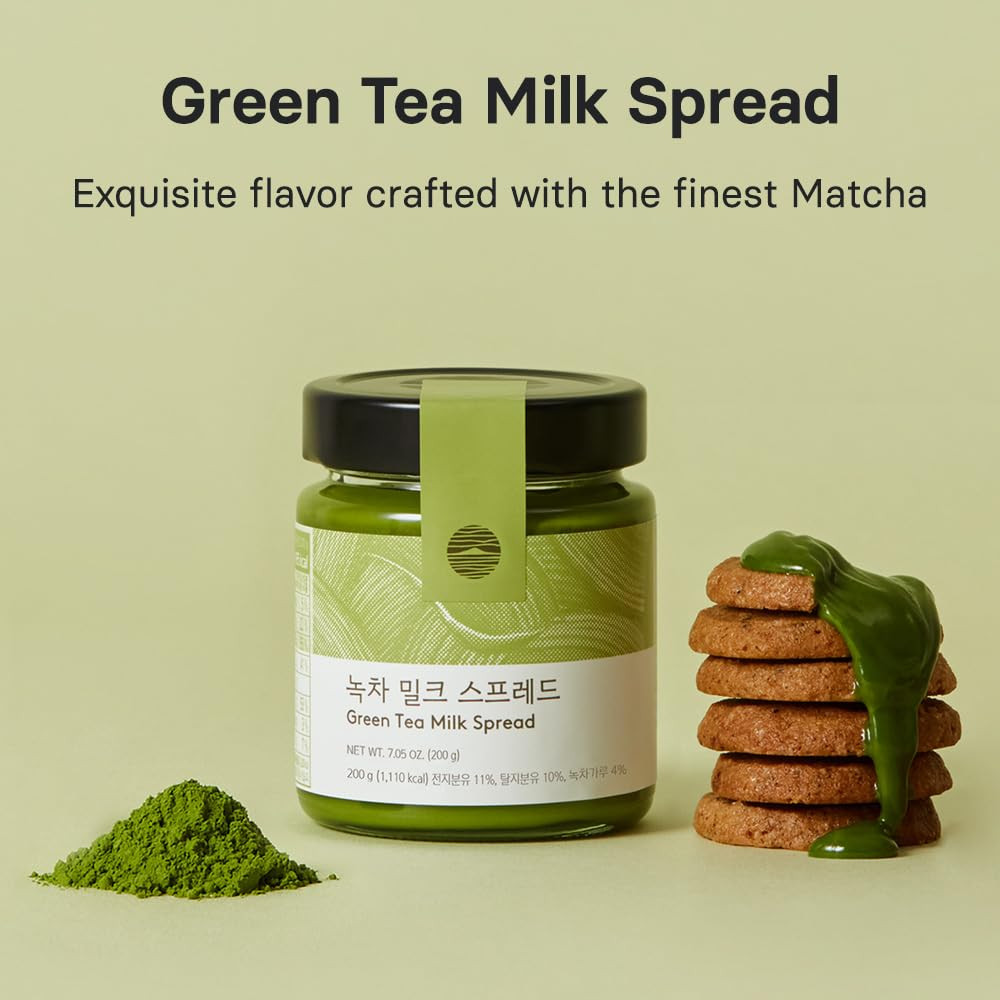 OSULLOC Green Tea Milk Spread (7.05 oz, 200g), Made of Finest Matcha from Jeju I
