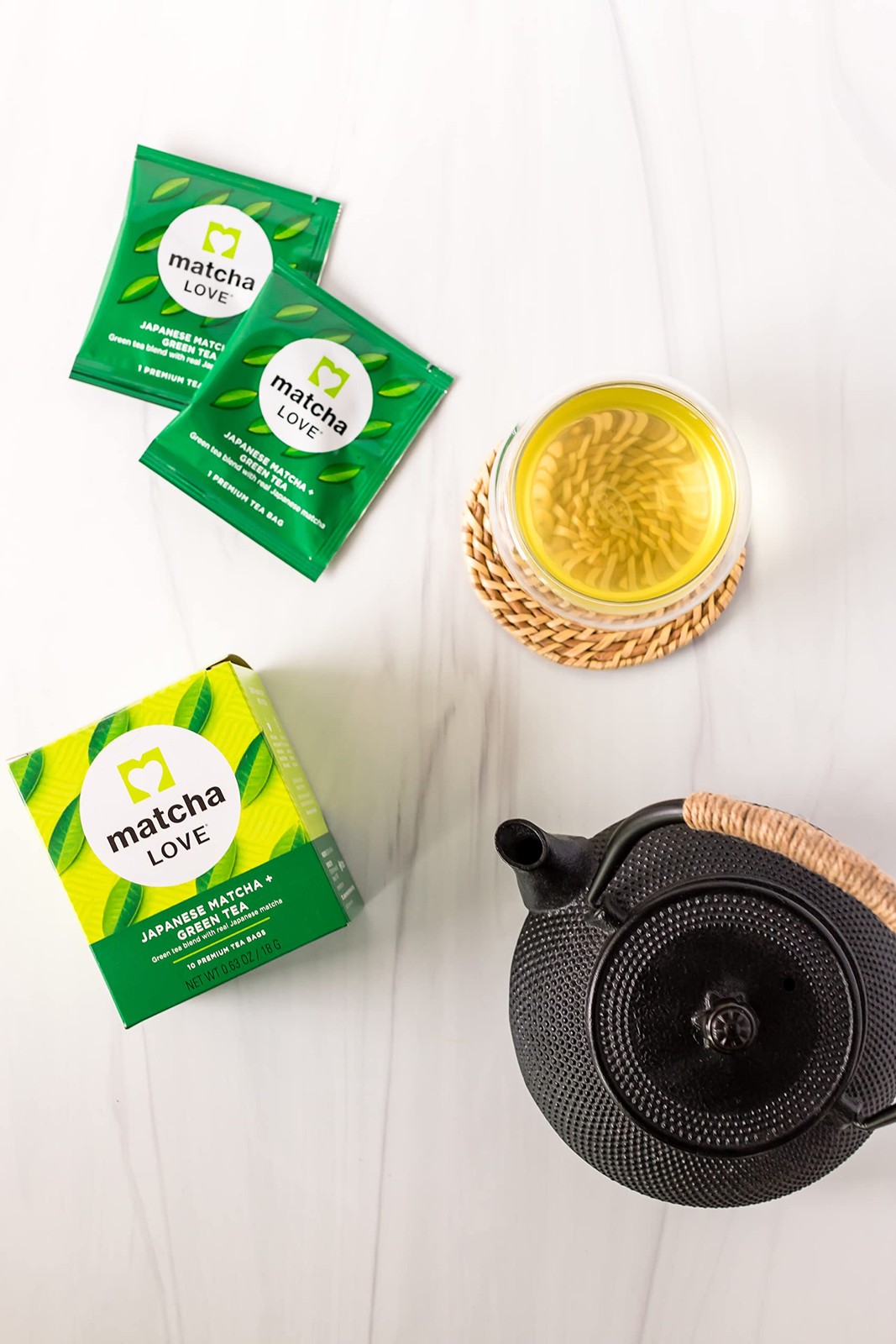 Matcha Love Japanese Matcha + Green Tea, 10 Premium Tea Bags Pack of 6