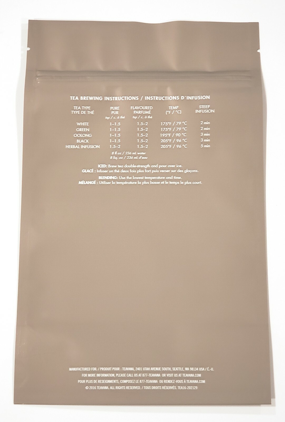 100 TEAVANA Store Resealable Gray Tea Bags New Empty Grey Zip Lock Reusable Bags