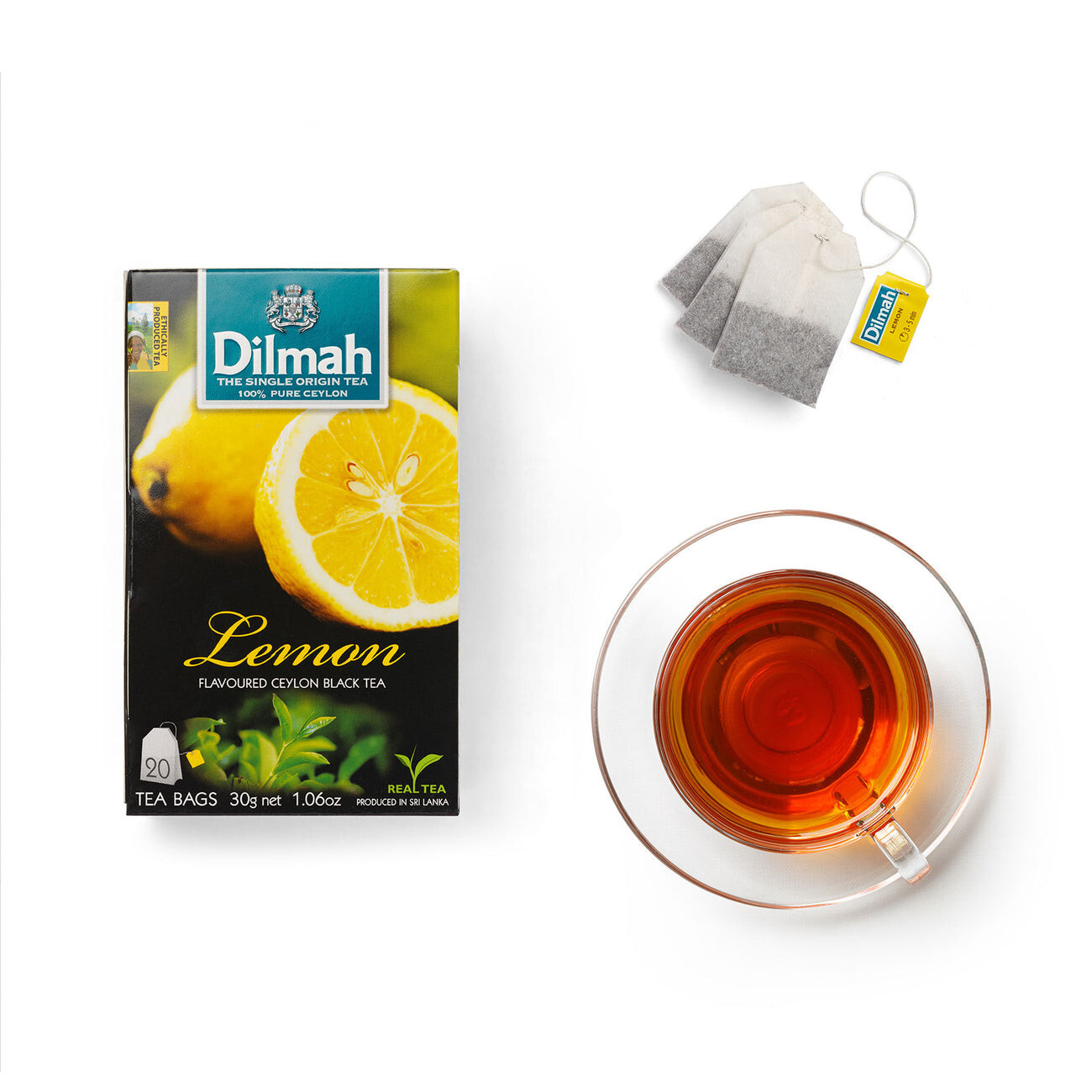 DILMAH CEYLON TEA BLACK TEA LEMON FLAVOURED TEA BAGGED TEA HEALTHY TEA