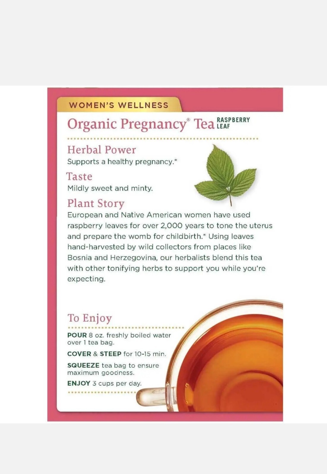 Traditional Medicinals – Organic Pregnancy Tea Raspberry Leaf – 16 Tea Bags