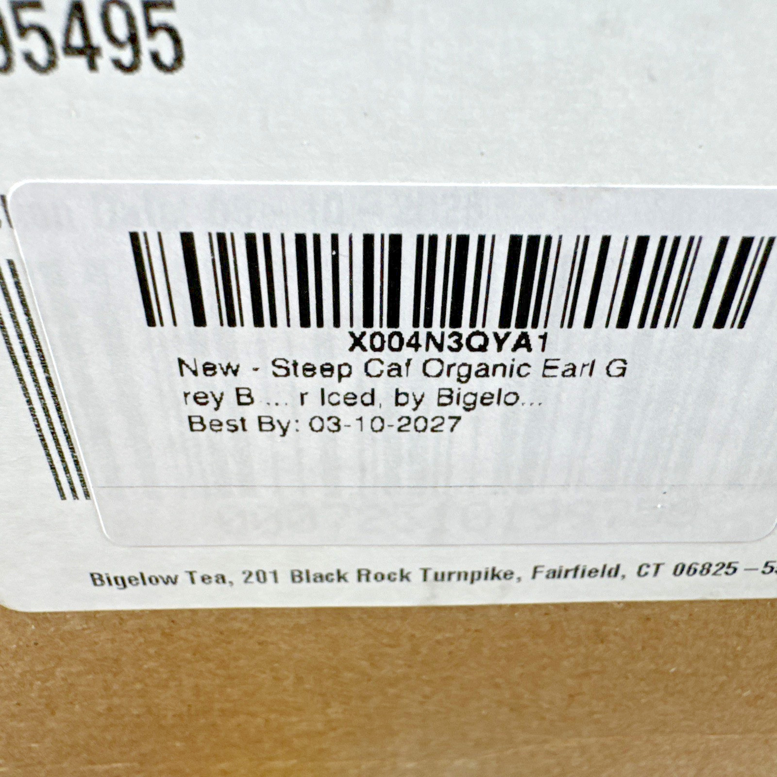 NEW 50 Individual SEALED Bags Steep By Bigelow Café Organic EARL GRAY