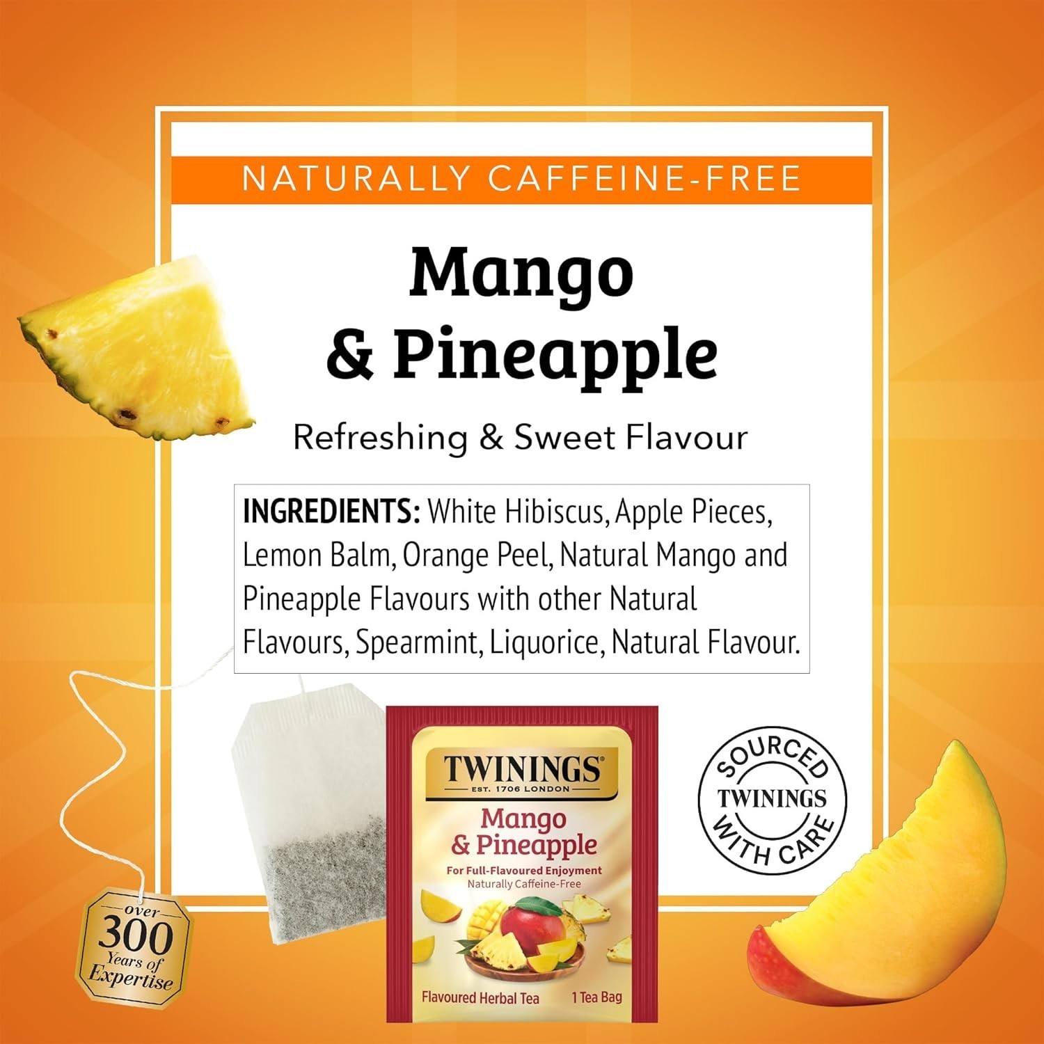 Twinings Mango & Pineapple Herbal Tea, 20 Caffeine-Free Teabags