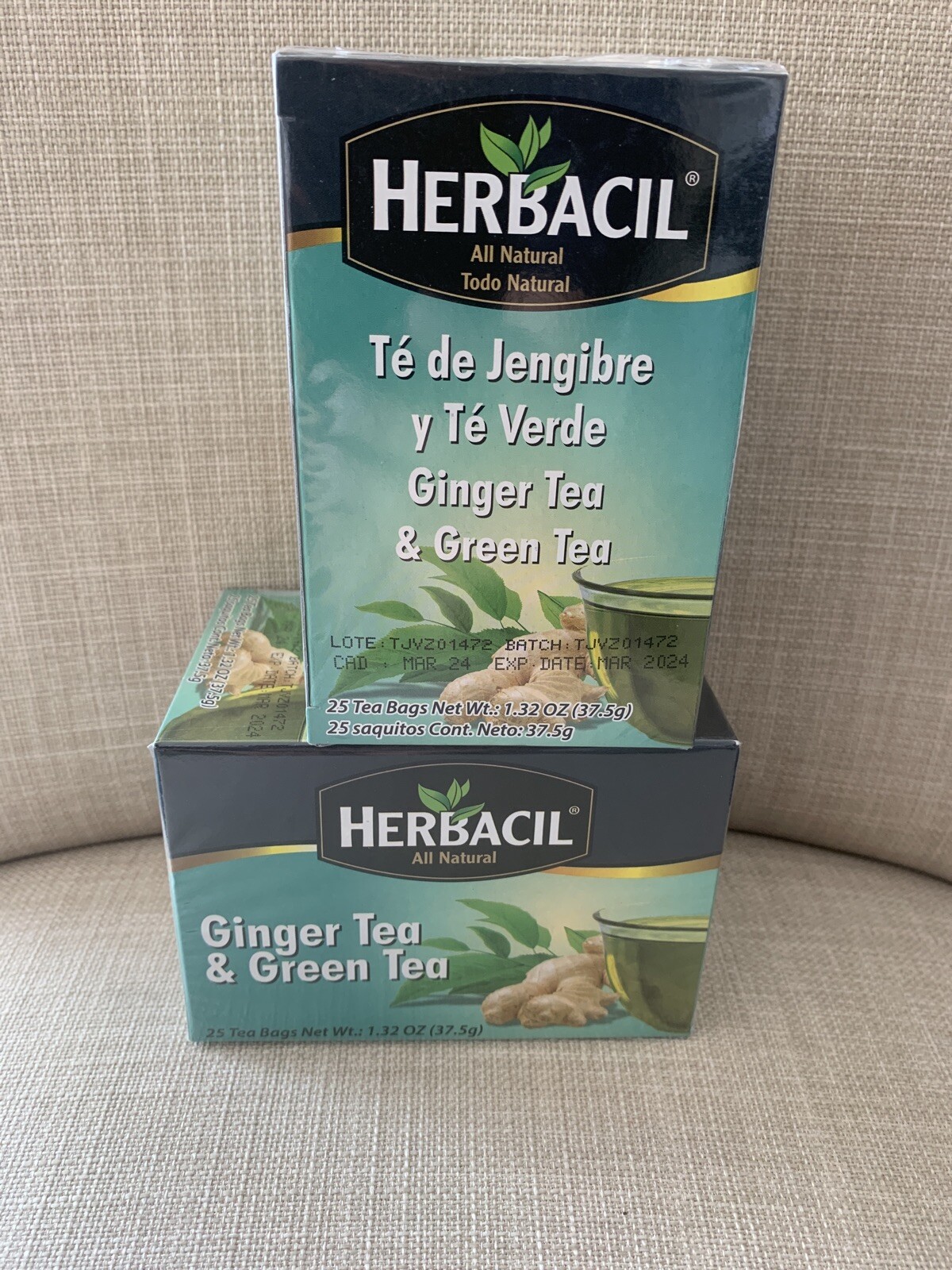 Te de Jengibre Y Te Verde 50 Tea Bags Ginger Tea Green Tea Natural 2 Pack