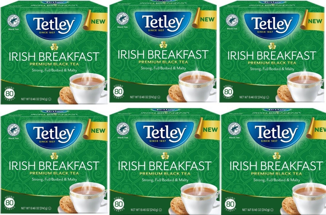 Lot of 4 Tetley Irish Breakfast Premium Black Tea, 80 Bags Each
