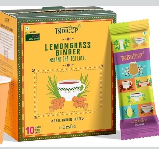 Desire INDICUP Instant Chai Tea Latte Lemongrass Ginger 10pk 1 Box