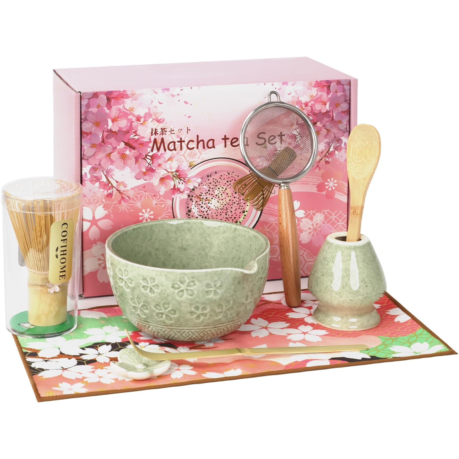 Matcha Whisk Set, Japanese Tea Ceremony Utensils (8 PCS) with Matcha Bowl wit…