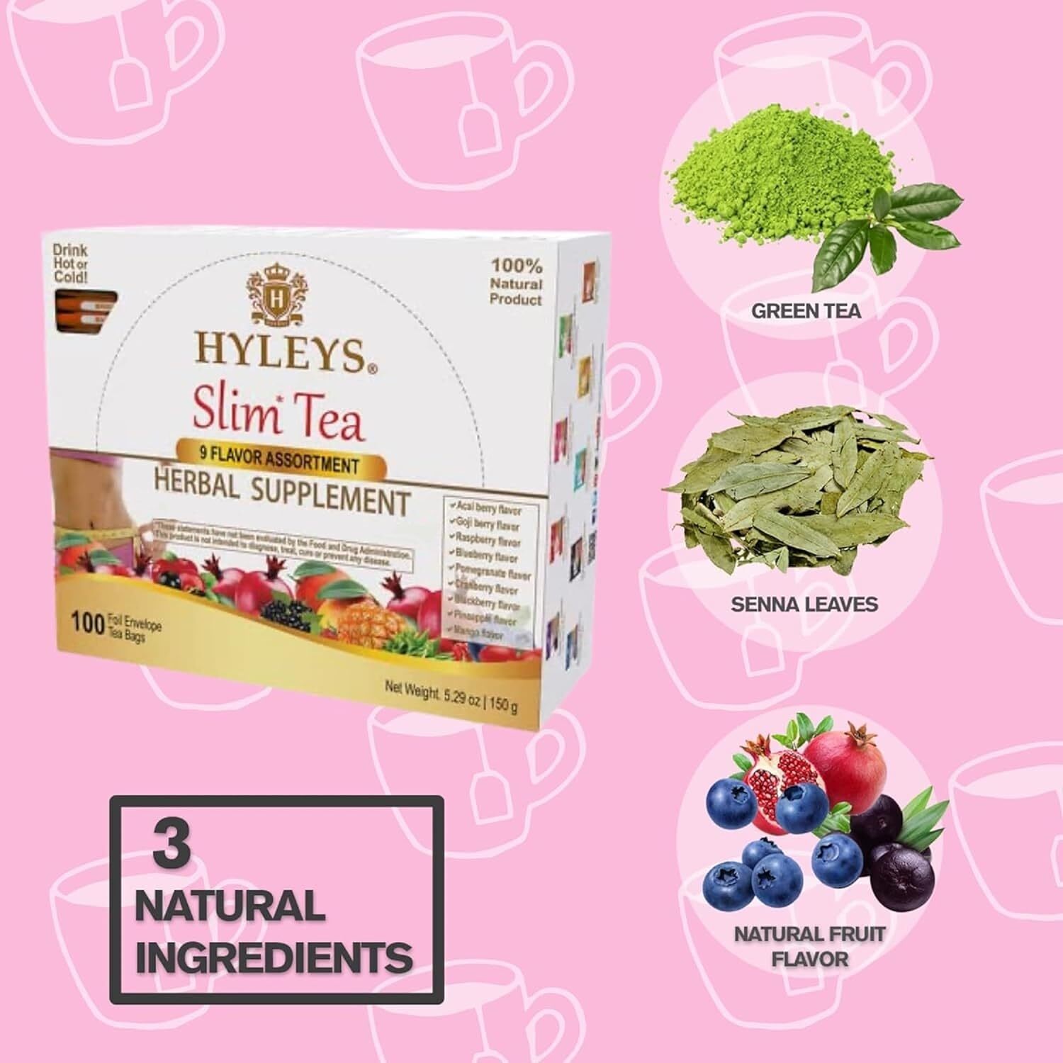 Slim Tea 9 Flavor Assortment 100 Ct – Weight Loss Herbal Supplement Clean
