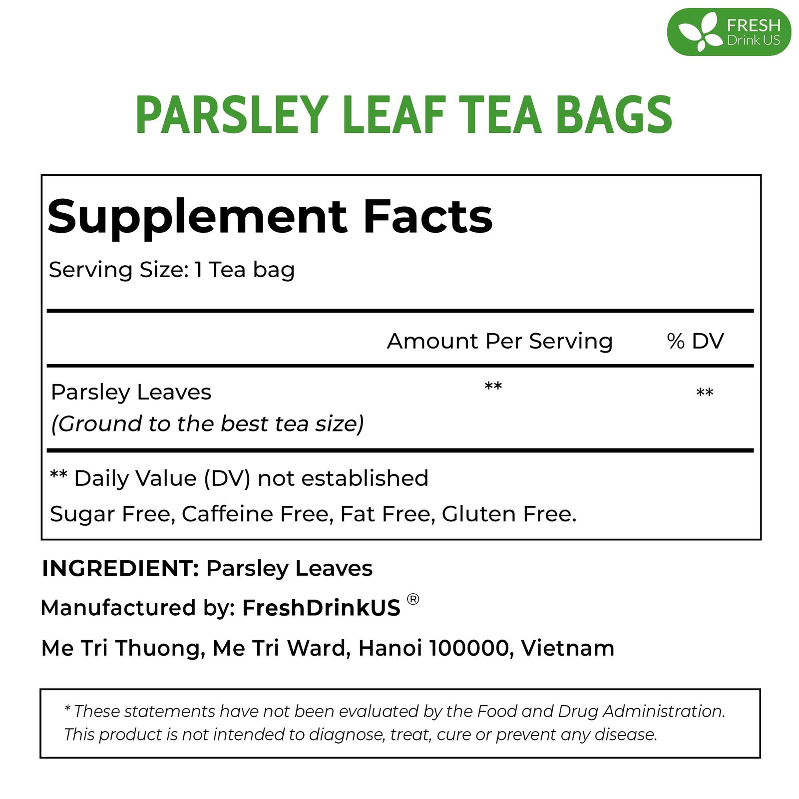 , Premium 55 Parsley Leaf Tea Bags, 100% Natural & Pure from Parsley Leaves. …
