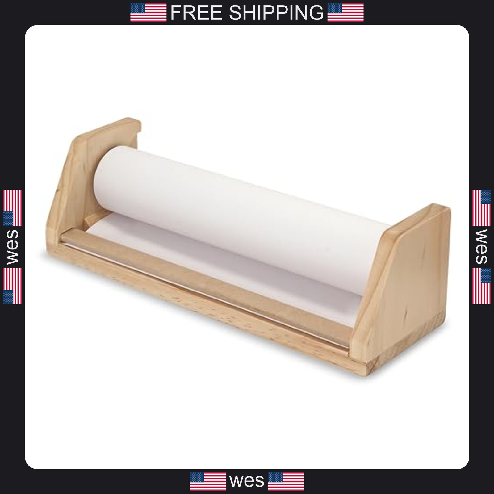 Melissa & Doug Wooden Tabletop Paper Roll Dispenser with 12? x 75-Foot White