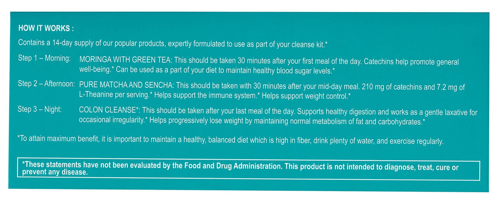 Detox Tea 14 Day Kit 42 Bags – Moringa Matcha Senna for Colon Cleanse