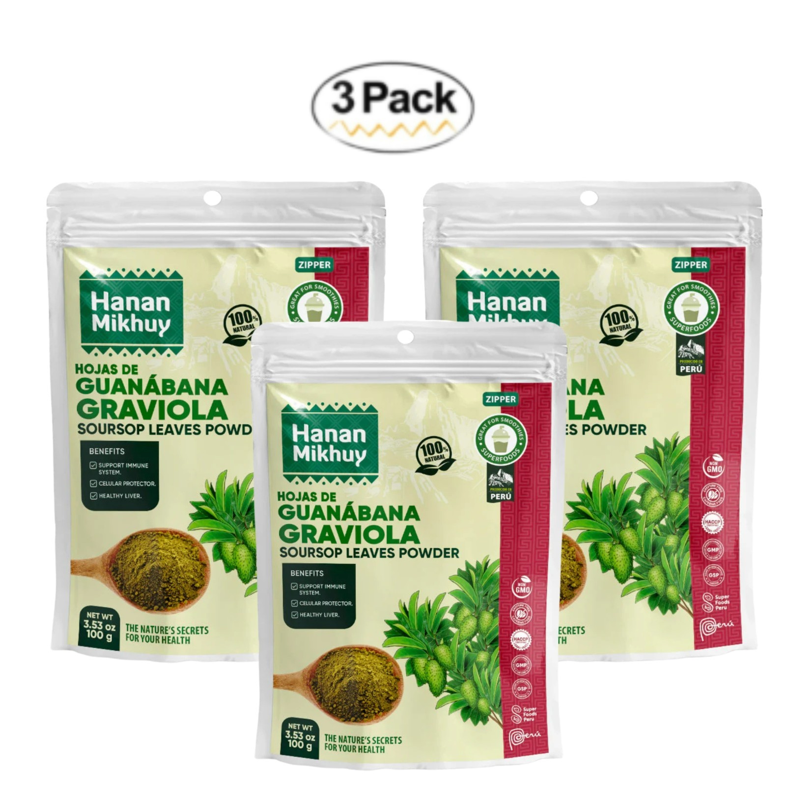 Hojas de Guanabana 100% Natural Graviola Soursop Leaf Powder for Vitality – Peru