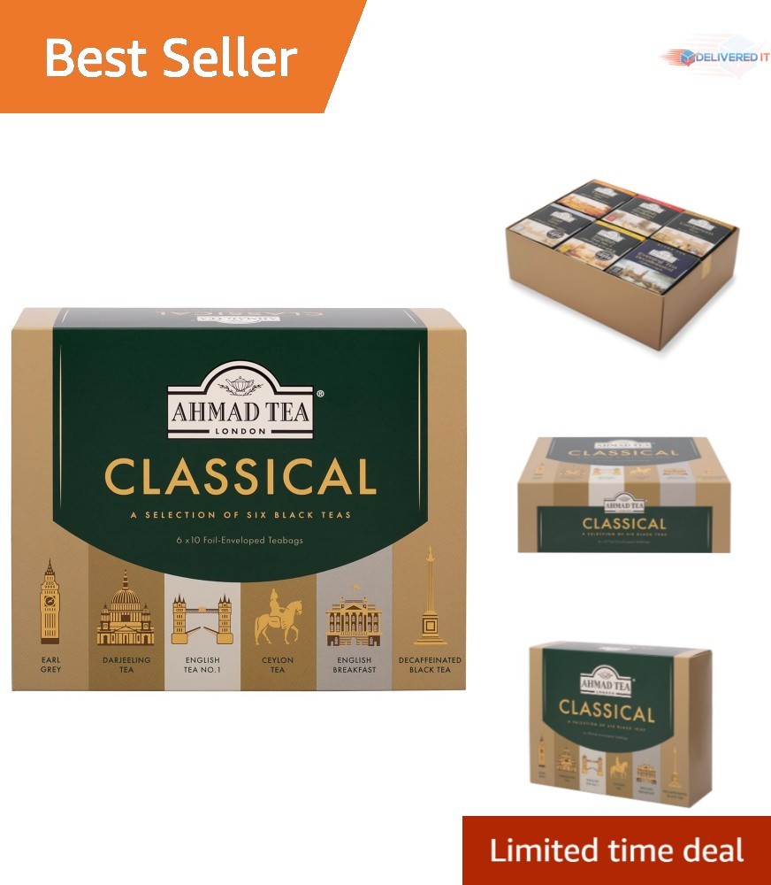 Black Tea Set 60 Foil Teabags Classic Selection Earl Grey Darjeeling
