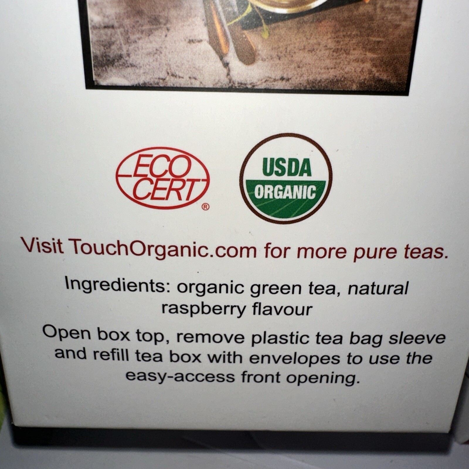 TOUCH ORGANIC 💜 RASPBERRY ORGANIC GREEN TEA 2 Boxes= 80 Tea Bags BB: 05/2026