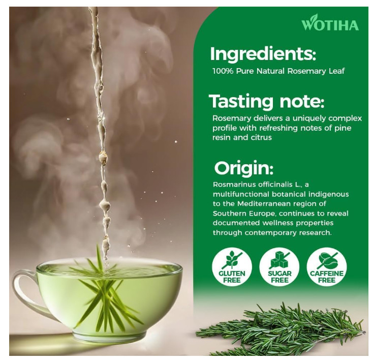 60 Count Premium Rosemary Leaf Tea Bags – 100% Pure Natural Rosemary Leaves