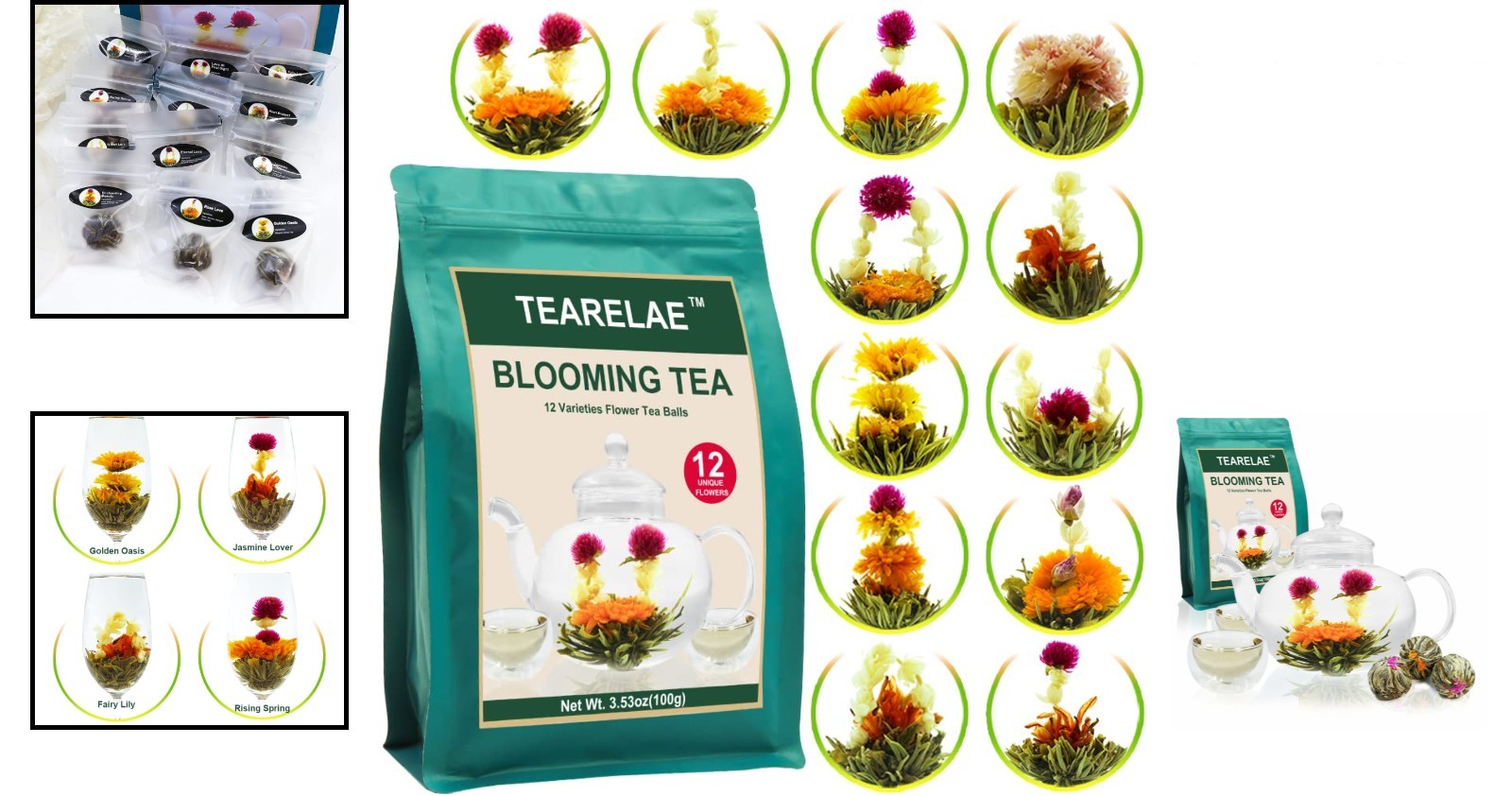 Individually Wrapped Blooming Tea Variety – 12 Antioxidant-Rich Flowering Balls