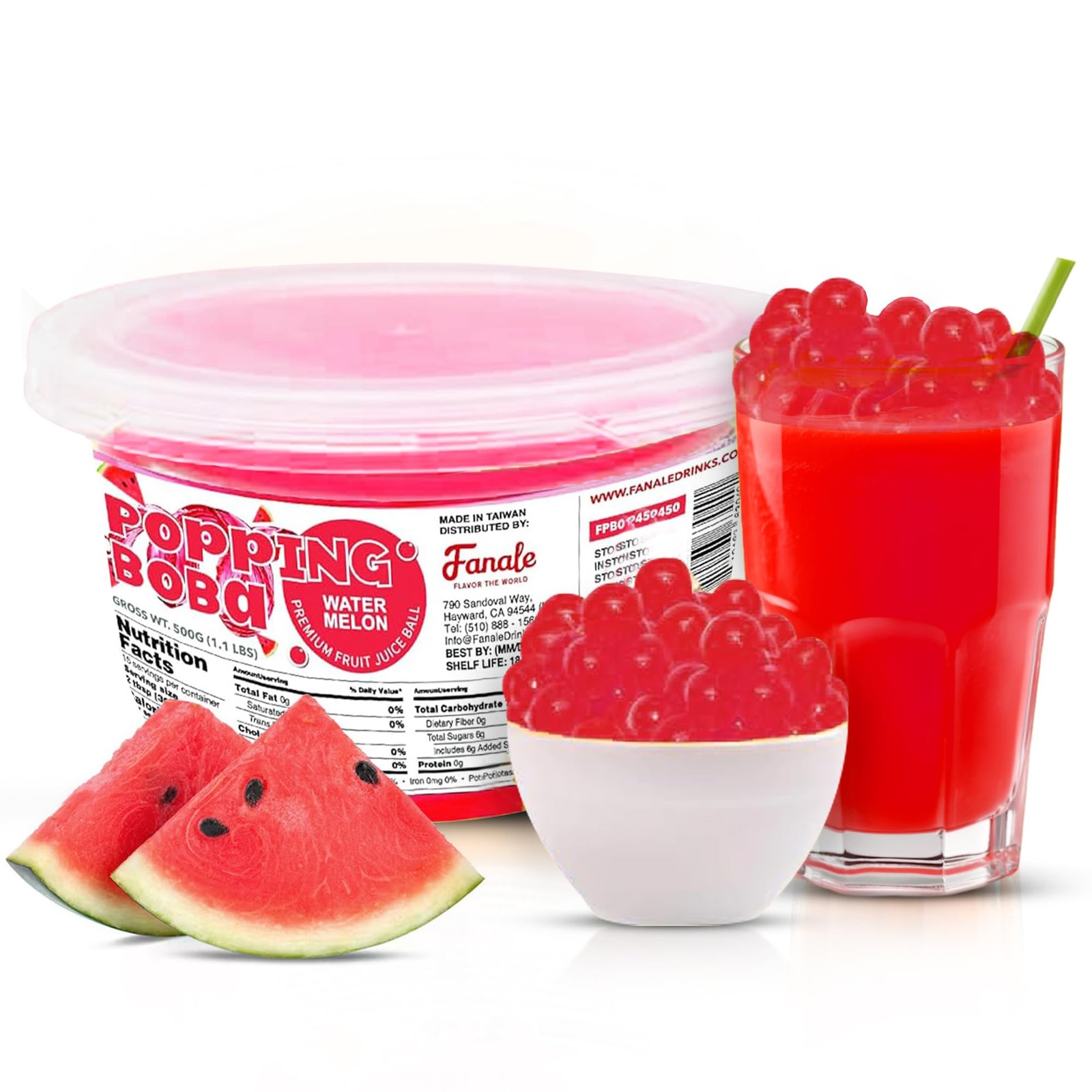 Fanale Watermelon Popping Boba Pearls, Vegan, Non GMO, Gluten Free, Fat Free,…