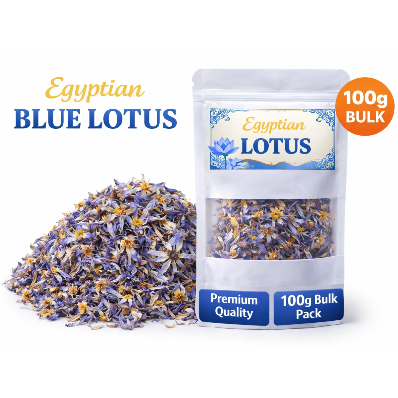 Egyptian Blue Lotus Flower 100g | Dried Nymphaea Caerulea Herbal Tea