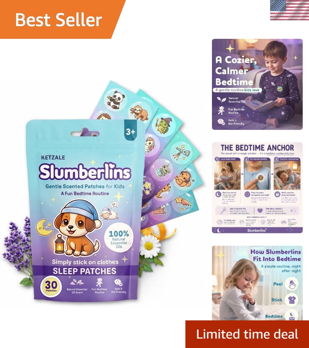 Slumberlins Calming Sleep Patches for Kids & Toddlers – Natural Bedtime Suppo…