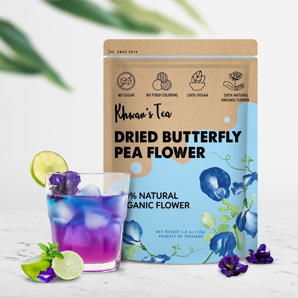KHWAN’S TEA Dried Butterfly Pea Flower New Great Hot or Iced