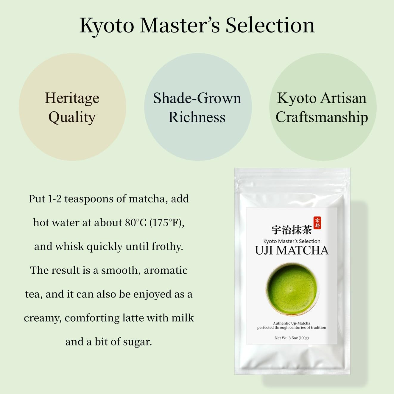 Uji Matcha Powder from Kyoto Japan – Ceremonial Grade 3.5Oz – Premium