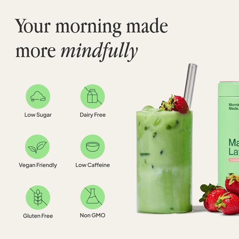 Organic Strawberry Matcha Powder Ceremonial Grade Gluten Free Vegan Energy Drink