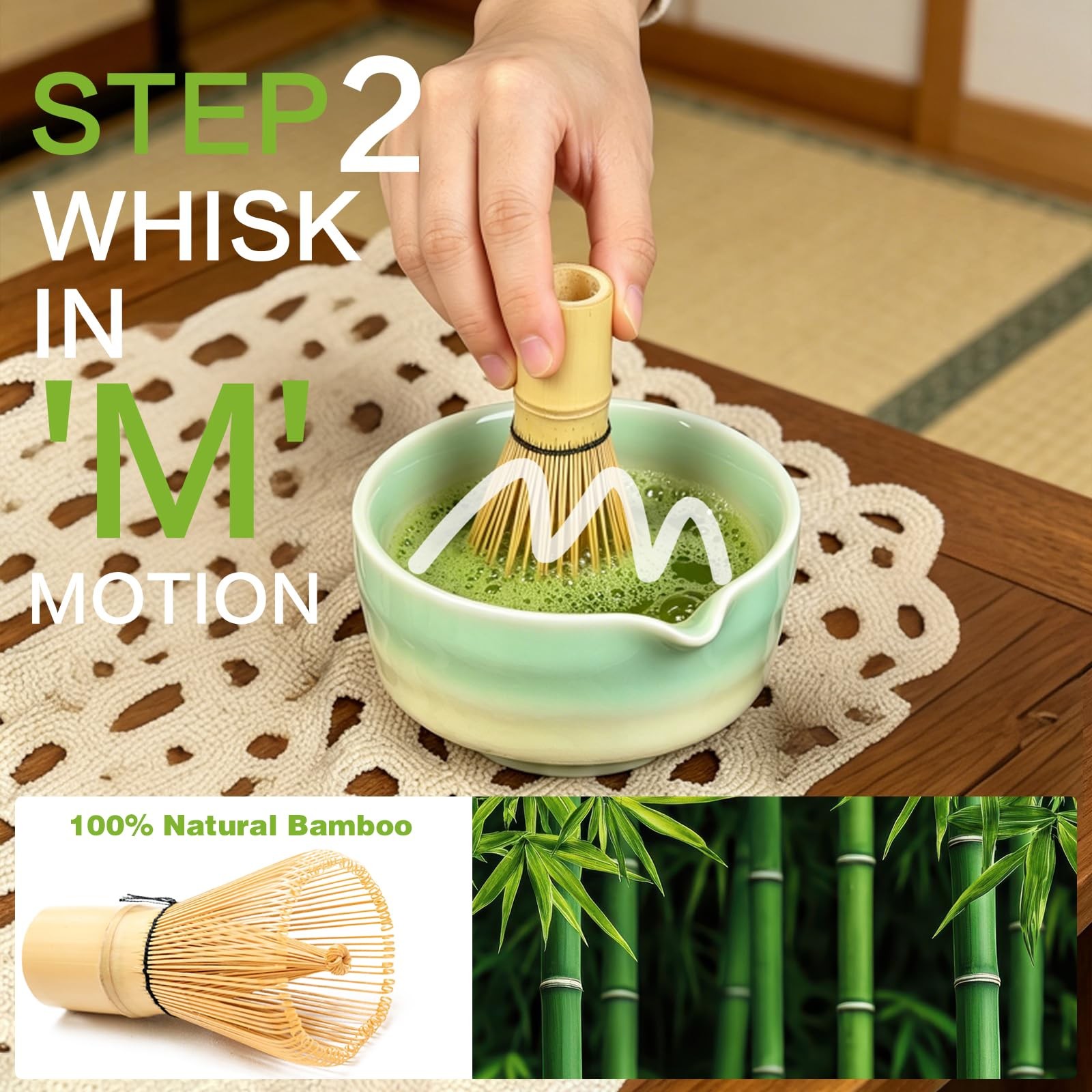 Matcha Whisk Set, 5pcs Japanese Ceremony Matcha Tea Kit Includes Ceramic Matc…