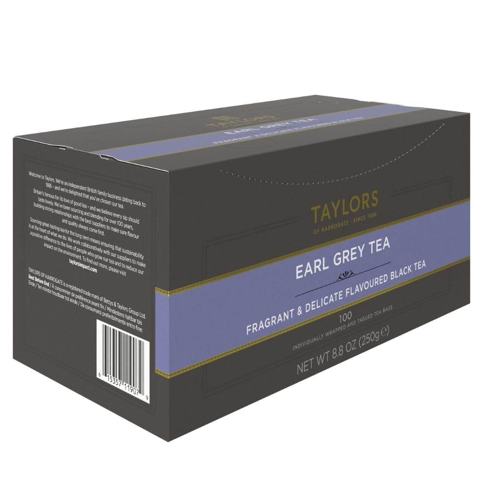 Earl Grey, Black Tea, Individually Wrapped Bags, 100 Count (Pack of 1), Fragrant